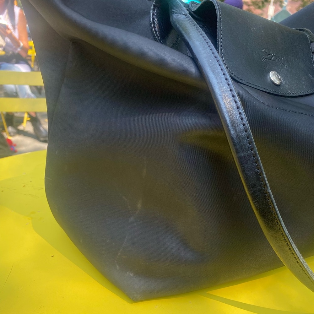 LONGCHAMP Frm FRANCE RARE BLACK NYLON LEATHER TOTE Handbag w LOCK OPTION GORG - Picture 14 of 14